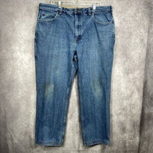 Duluth Trading Co. Work Jeans Mens 40x30 Blue Straight Leg Workwear RN106803